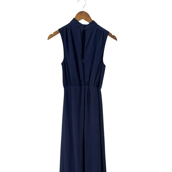 Lulus Classic Elegance Navy Chiffon Sleeveless Mock Neck Maxi Dress size XS NWT - Image 7