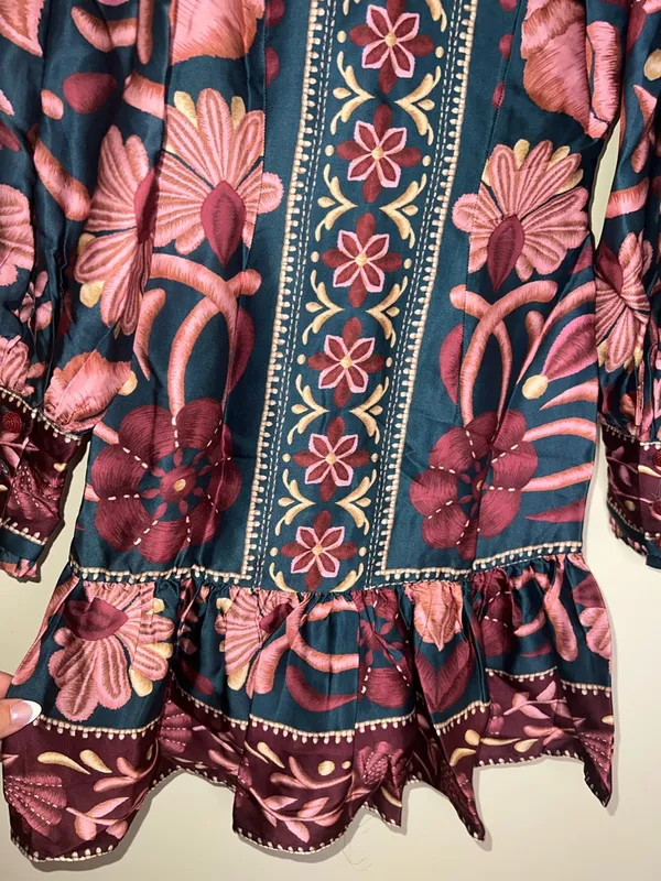 Farm Rio‎ Seashell Tapestry Teal Mini Dress NWT XXS Boho - Image 10