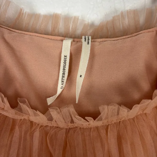 Anthropologie Pleated Tulle Tank in Peachy Pink Balletcore Whimsical Size Medium - Image 4