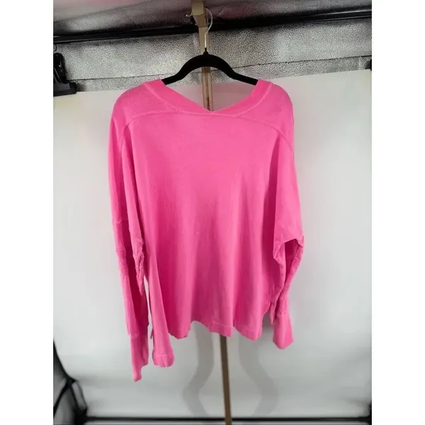 Free People FP Movement Oversized Tunic Medium Pink Long Sleeve V Neck - Image 12
