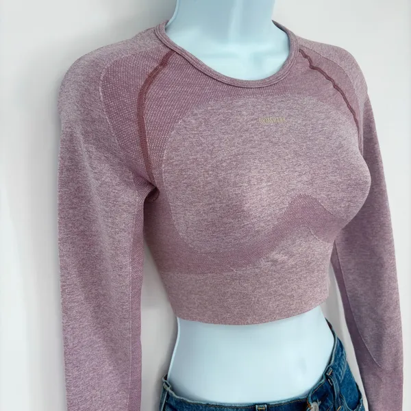 Gymshark Vital Sports Bra Top Long Sleeve‎ Dusty Rose Womens SM Gym Yoga Workout - Image 4
