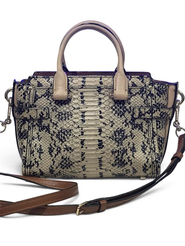 Coach Beige/Black Python Embossed Leather Swagger small tote - Image 3
