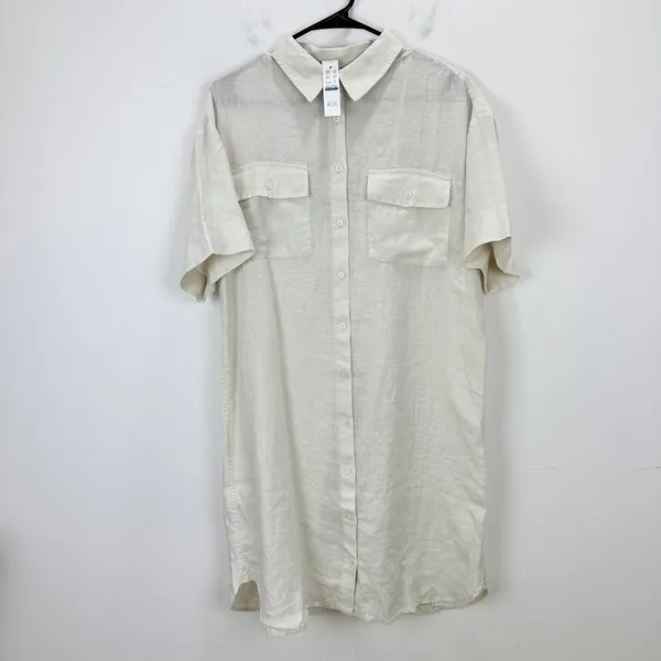 J.Crew Tall Utility Shirtdress Linen Natural Beige Relaxed Pockets Small NWT - Image 5