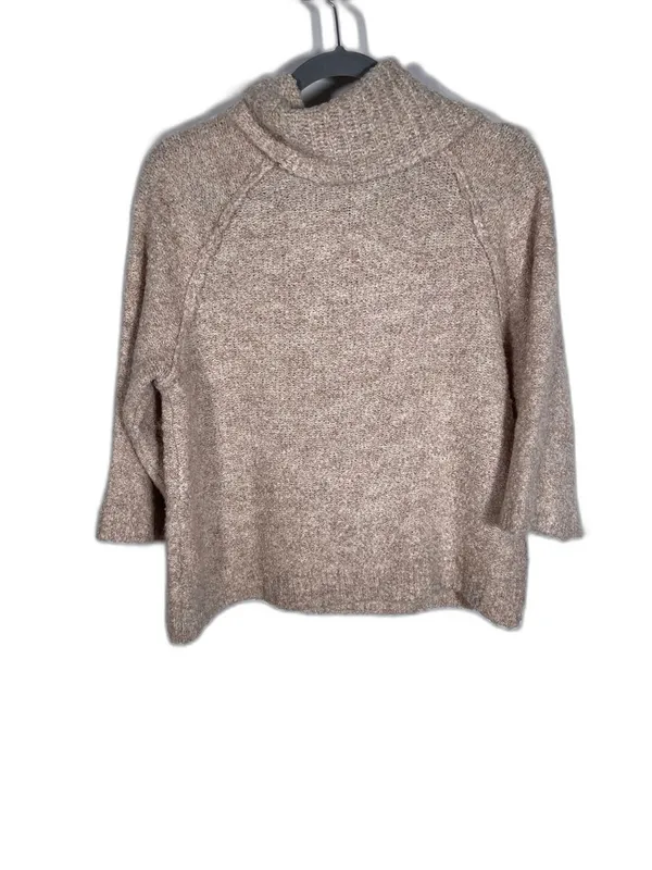 Lilla P Womens Wool Blend Cowl Neck Sweater Beige Tan Small - Image 4