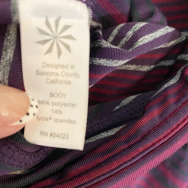 Athleta Womens‎ High Rise Striped Leggings Purple Burgundy Grey Small 349333-01 - Image 6