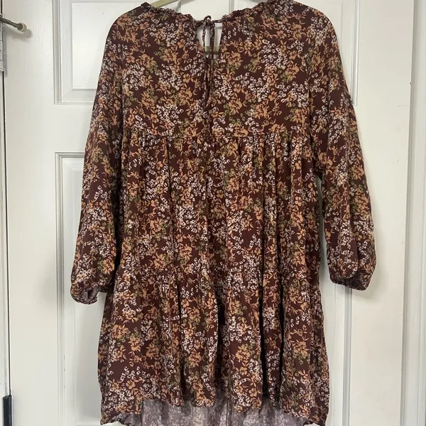 Floral Tiered Dress in Brown Size Medium - Image 2