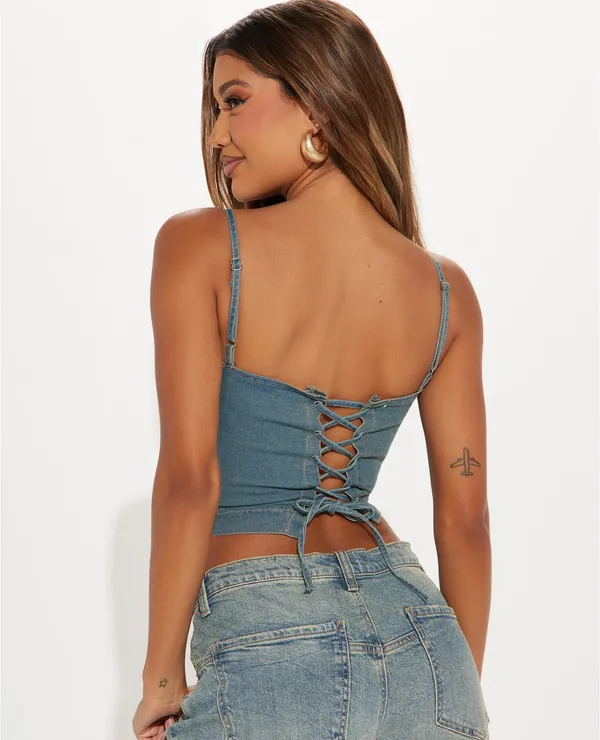 Denim Studed Top Size XS - Image 2
