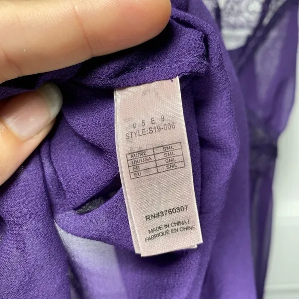 Stella McCartney Silk Sheer Camisole Lingerie Top with Lace Detail Purple Small - Image 11