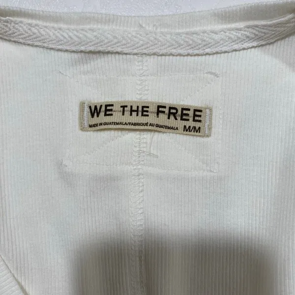 We The Free Free People White Ribbed V-Neck Tank Top Size M Minimalist - Image 5