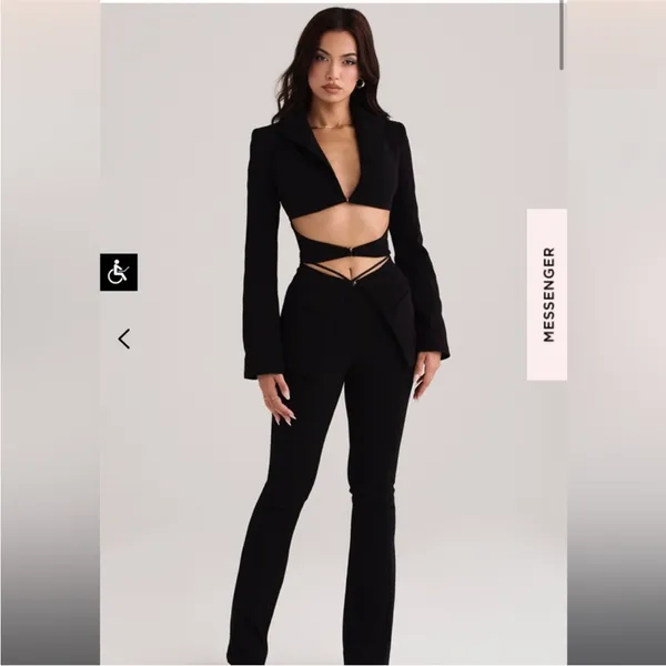 HOUSE OF CB Black Layla V‎ Front Trousers NWOT Size S - Image 12