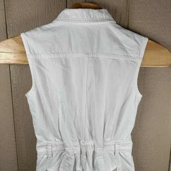 Madewell Denim Sleeveless Carpenter Jumpsuit Womens Size Small White 100% Cotton - Image 5