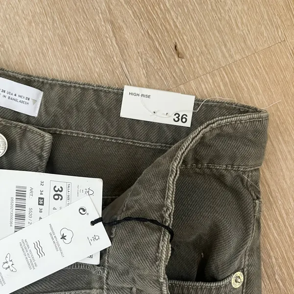 NWT Zara Army Green Denim‎ Jeans - Image 4