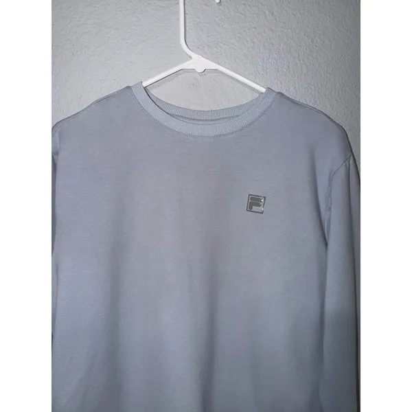 Fila Women Medium Light Blue Crewneck Sweatshirt Cotton Blend French Terry Retro - Image 12