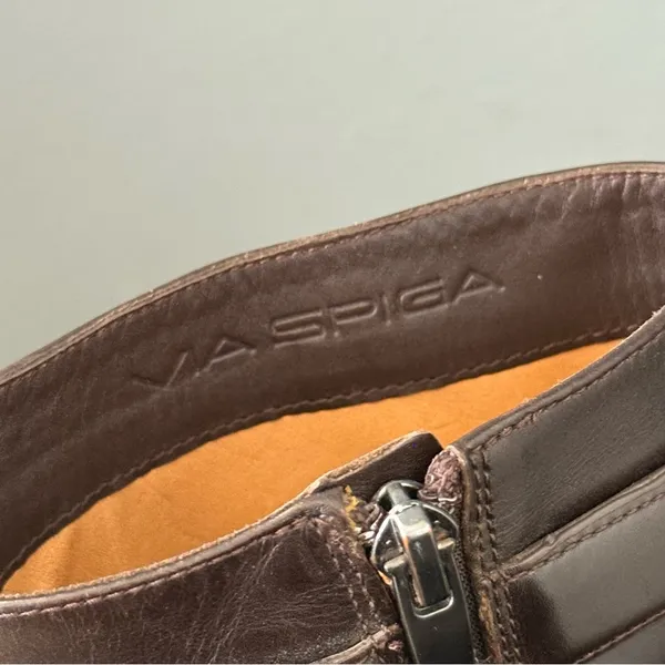Via Spiga Bara Leather Moto Boots Brown Size 9 A24‎ - Image 6