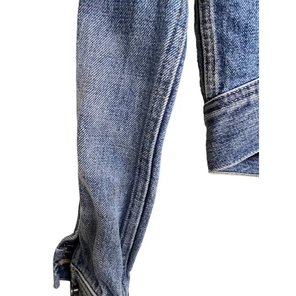 Aritzia TNA The Tina Crop Washed Denim Light Blue Jacket‎ Biker Style Size XS - Image 7
