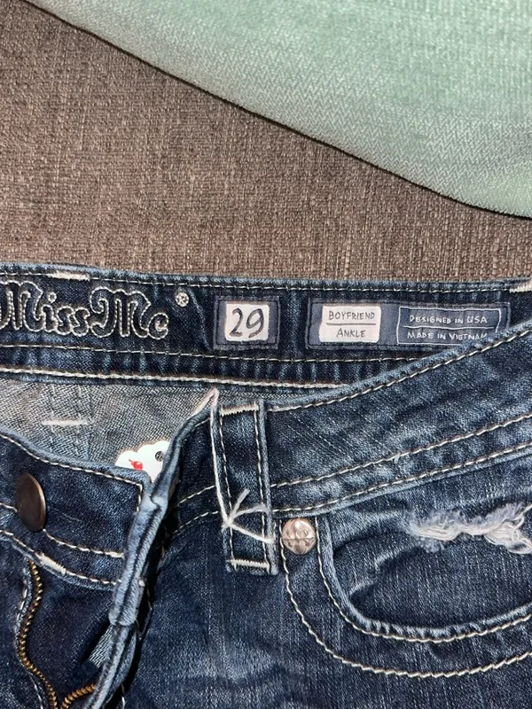 Miss Me Boyfriend Distressed Dark Blue Ripped Jeans 29 - Image 2