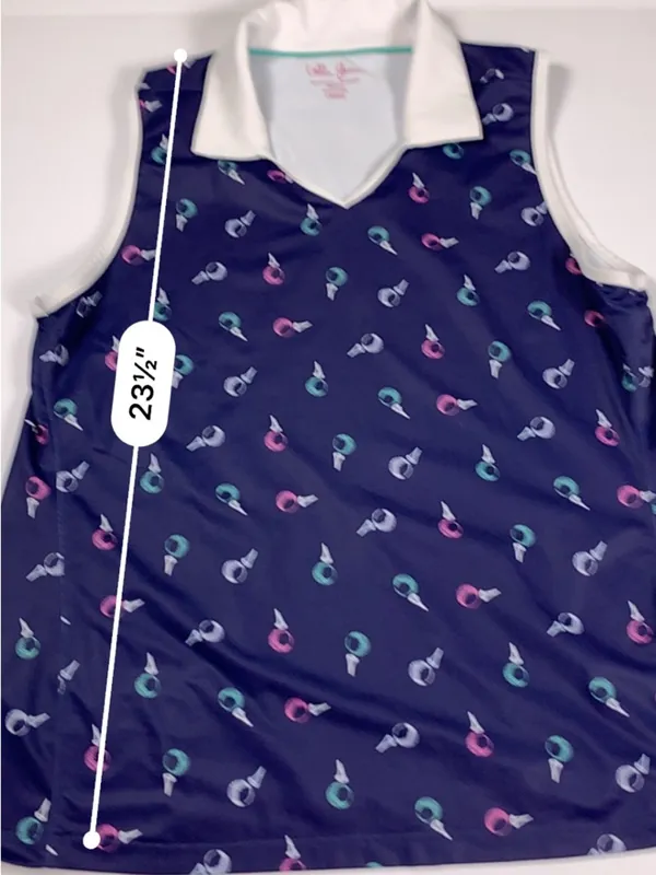 Lillie Green Womens Large Golf Polo Shirt Navy Blue Sleeveless Performance - Image 9