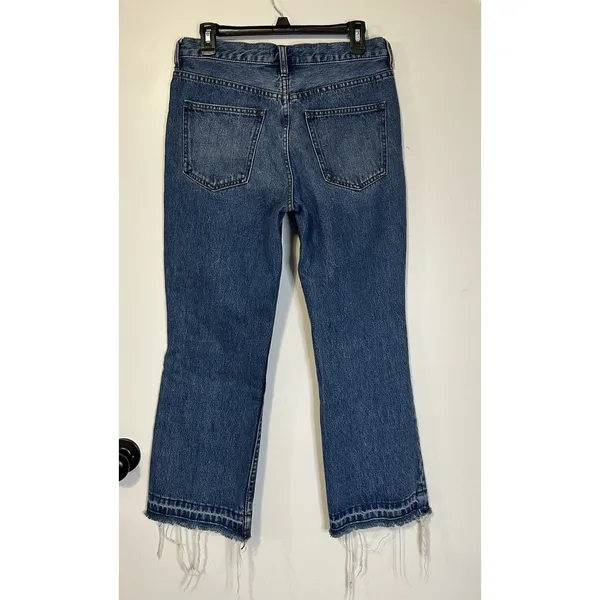 Free People Release Boot Cut Jeans Size 28 Raw Hem High Rise‎ Crop Y2K Frayed - Image 2