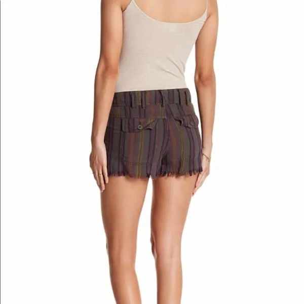Free People Morning Rain Linen Striped‎ Cut Off Shorts 0 - Image 3