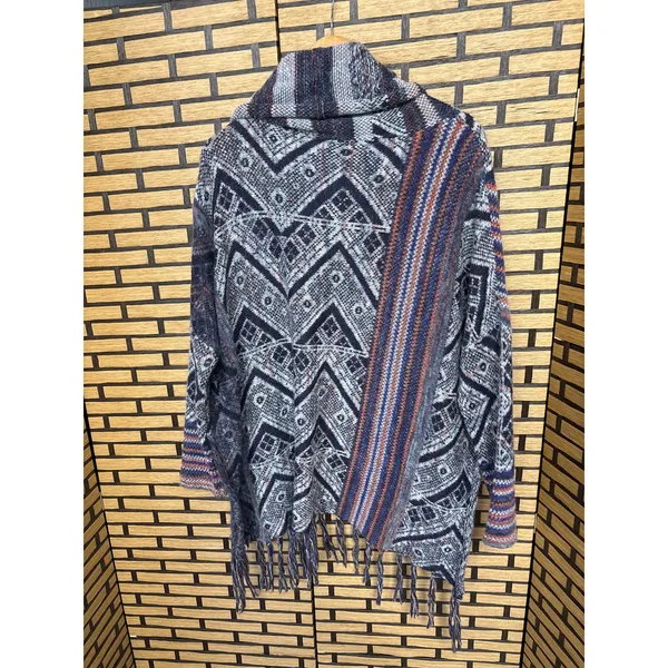 Free People Navy Aztec Cowl Neck Sweater Size Small‎ - Image 2