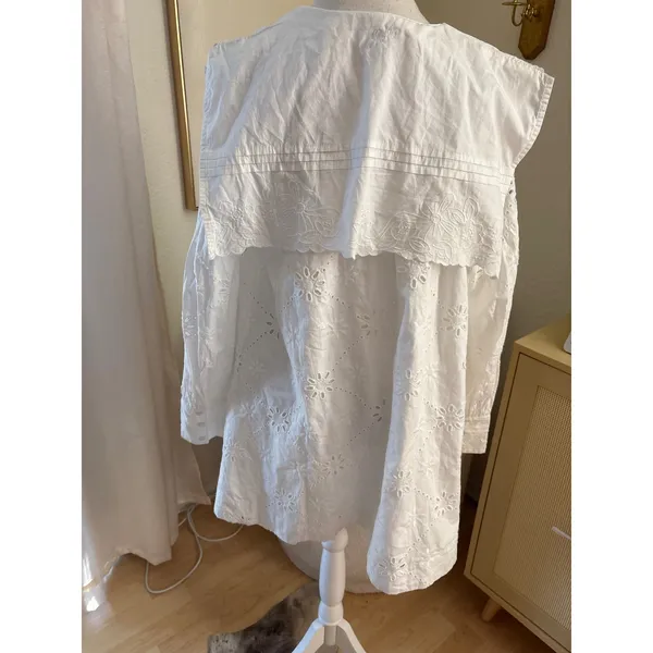 Damson‎ Madder Cassidy Long-Sleeve Eyelet Mini Dress White Size 6 - Image 5