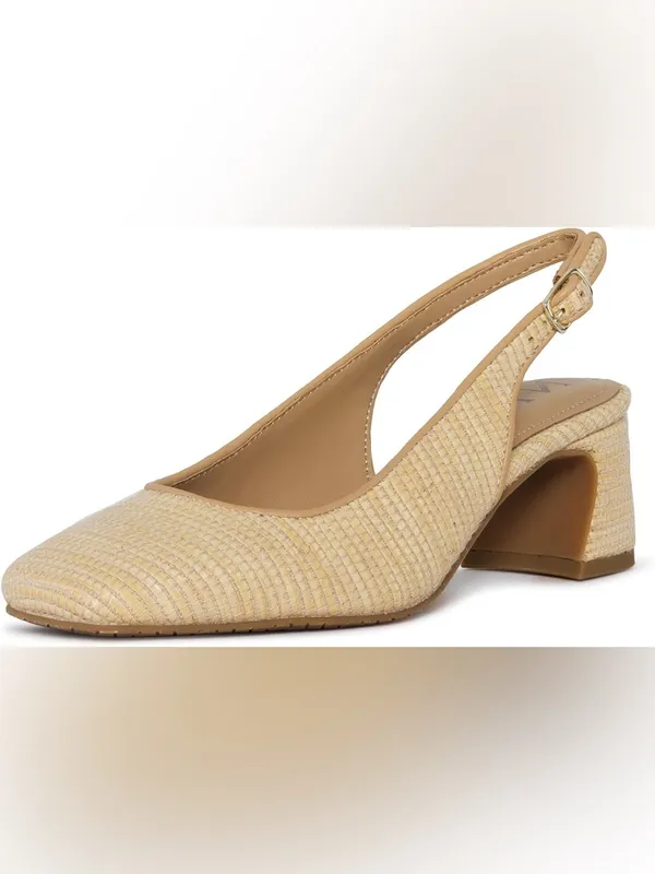 NYDJ Faelynn Slingback‎ Heels Raffia Woven Square Toe Size 9 - Image 3