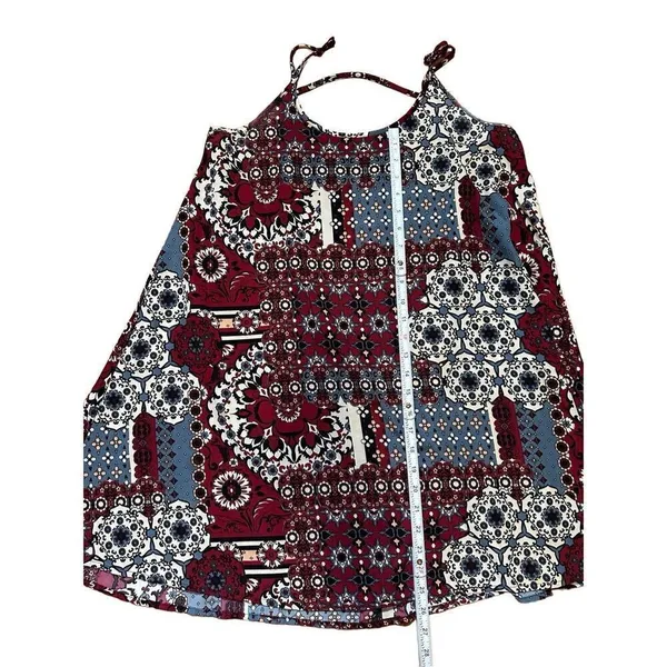 Free People Deep Red, Blue, White pattern mini dress sz‎ S - Image 6