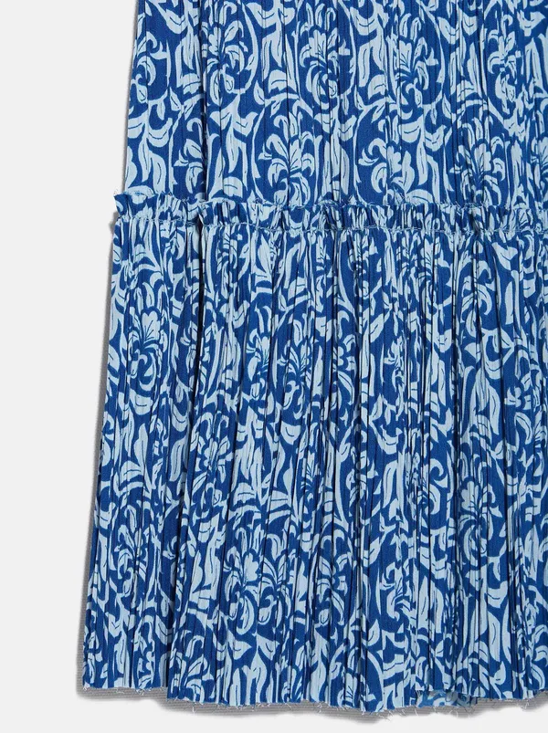 ZARA NWT High Waisted Floral Print Blue Midi Skirt - Image 5