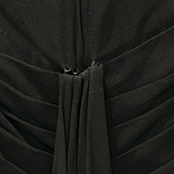 Vintage Kathleen Inc Dress Womens Size Medium Black Maxi Sheath Ruched Pleated - Image 10