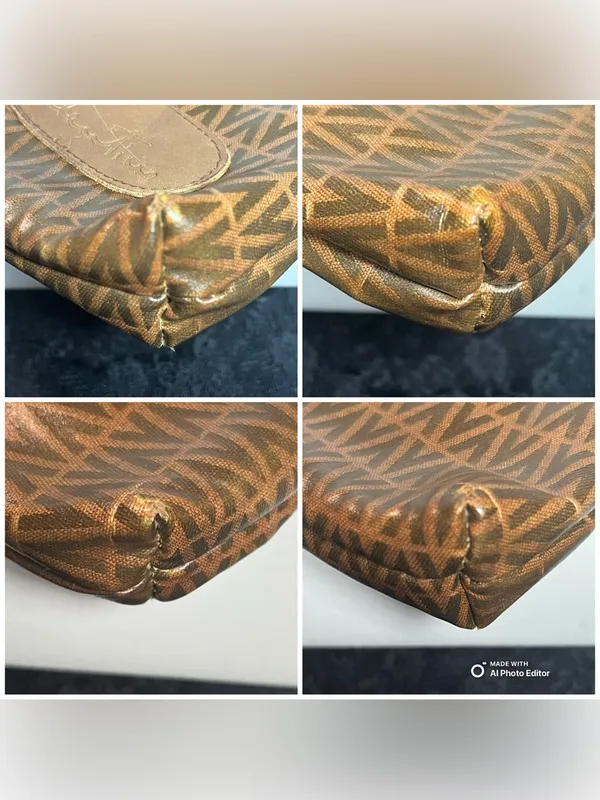 Vintage Mario Valentino V Monogram Brown Coated Canvas Unisex Clutch Bag - Image 6