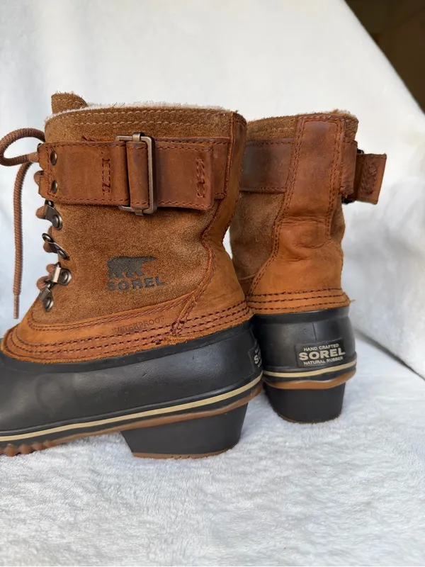 Sorel Fancy Lace II Womens Boots 6 Brown Waterproof Leather Lace Up Duck - Image 9