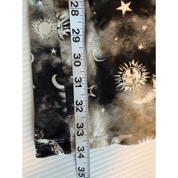 Poof New York Celestial Sun Moon Stars Women's Wide‎ Leg Pants Black White Small Witchy Gothic - Image 8