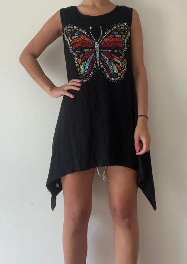Shiny Butterfly Rhinestone Shirt One Size - Image 5