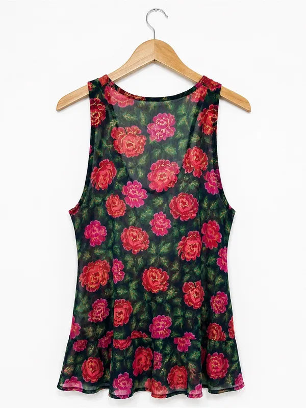 Abercrombie & Fitch XS Sheer Floral Beaded Tank Top whimsigoth beaded ethereal - Image 7