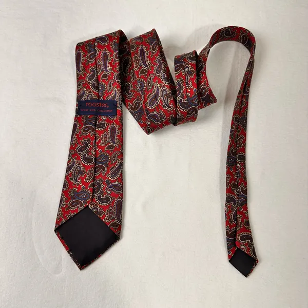 Rooster West End Collection Men's Tie Silk Paisley Burgundy Multicolor Necktie - Image 4