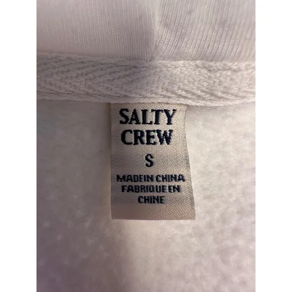 Salty Crew In the Rays Zip Fleece Hoodie Off White Cream Graphic Sweatshirt S - Image 3