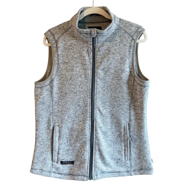 Simply Southern Large Heather Grey Full Zip Sweater Vest Mock Neck Pockets - Image 2