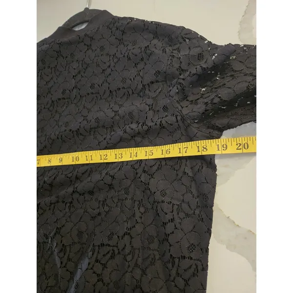 ​G By Guess Medium Black Floral Lace Full Zip Bomber Jacket Women Ribbed Trim - Image 9