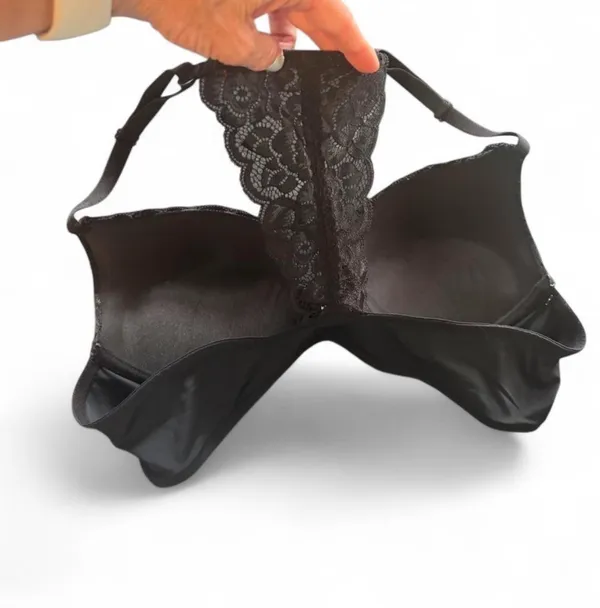 Black Floral Lace Racerback Bra Size 36 C - Image 3
