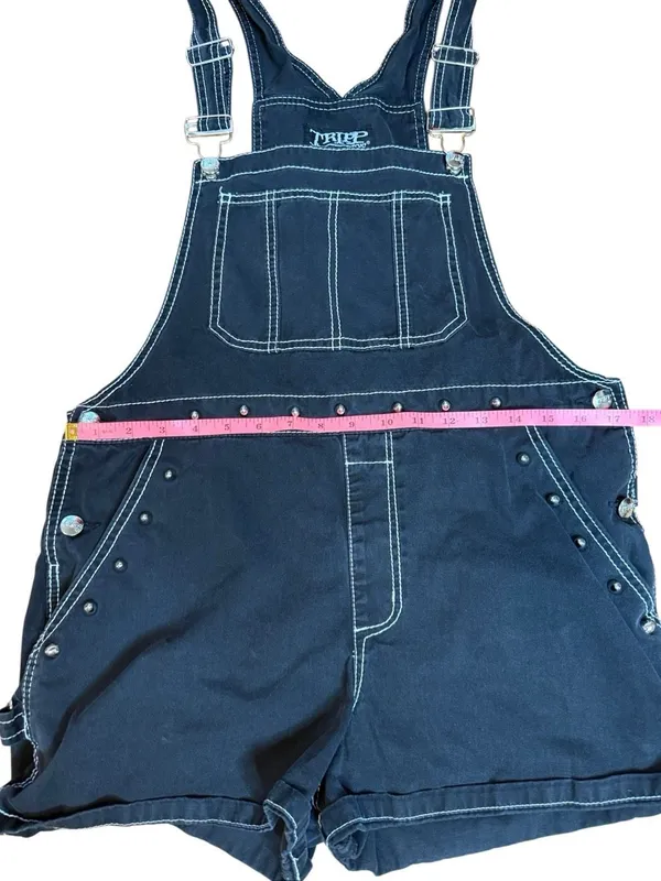 Y2K Vintage Tripp NYC Goth Punk Stuffed Overall Shorts Black Medium - Image 4