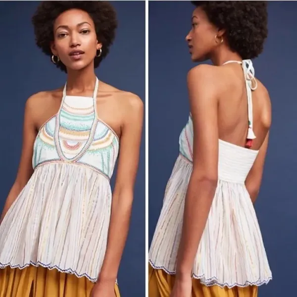NWT Anthro Floreat Itzel Embroidered Halter Top - Image 2