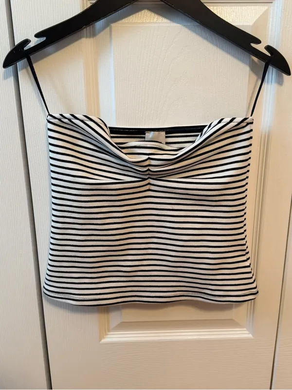 Anthropologie Maeve White and Black Striped Tube Top - Image 2