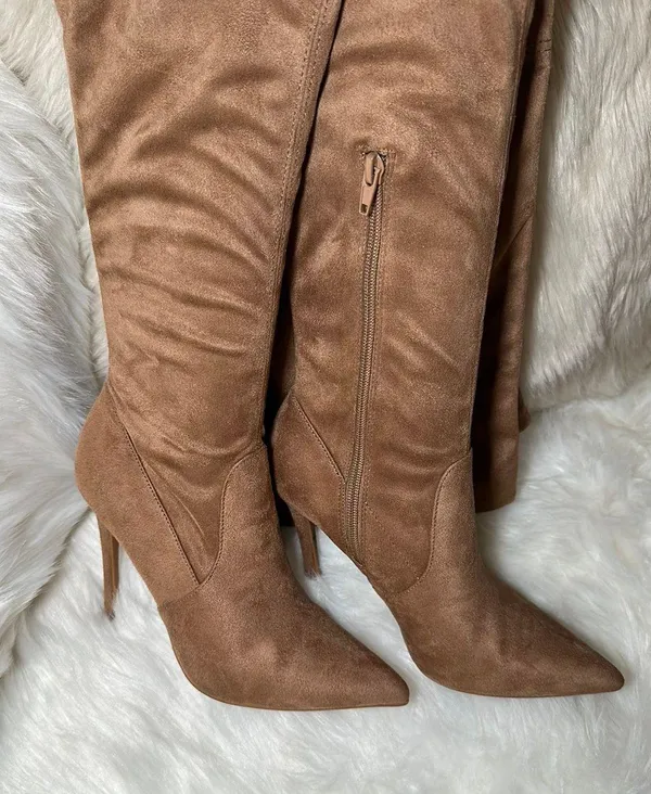 Brown Suede Boots Tan Size 7 - Image 3