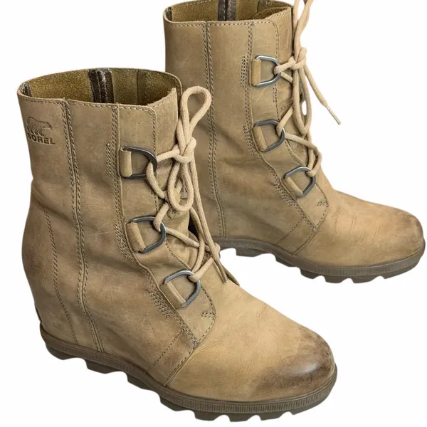 Sorel Joan Of Arctic Wedge Boots Womens‎ 8 Ash Brown Waterproof Chunky Lug Sole - Image 4