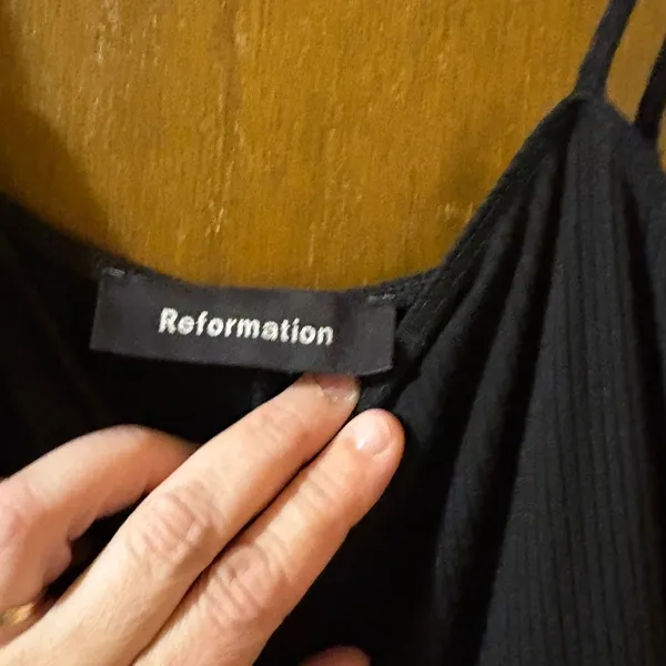 Reformation Black Ribbed Midi Dress - Image 3