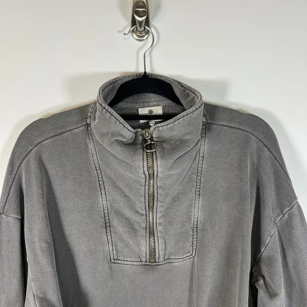 Sundry Crop‎ Three Quarter Zip Up Sweat Shirt Long Sleeve Gray Size 3 Large - Image 2