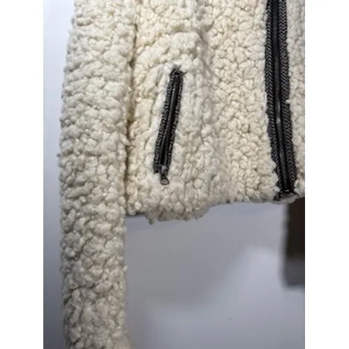 Free‎ People Shaggy Faux Sherpa Moto Cream Jacket Coat Size XS Boho Apres Ski - Image 9