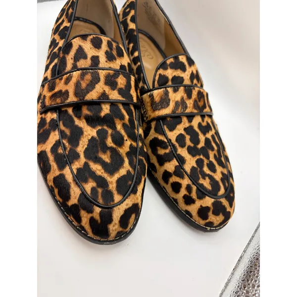 Franco Sarto Hudley Leopard Calf Hair Penny Loafers Womens 8.5M Brown Flats - Image 2