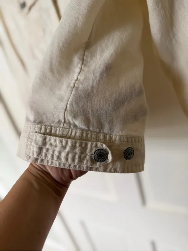 Jones New york Off-White Linen-Blend Jean Jacket - Image 2