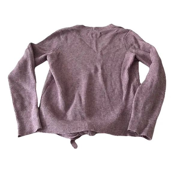 Anthropologie Moth Women’s Sweater Small Lilac Knit Tie Front V Neck Pullover - Image 5